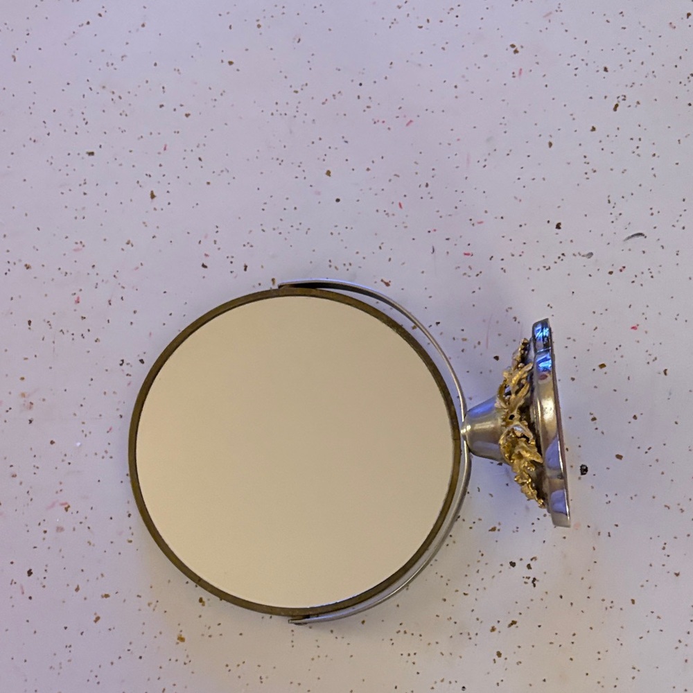 Elegant Gold and Silver Make Up Mirror/vintage